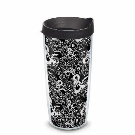 Dungeons & Dragons Pattern Style 16 Ounce Plastic Tumbler With Lid